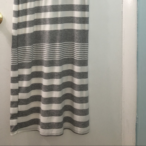 Grey and White Striped Midi Body Con Dress - Picture 2 of 2